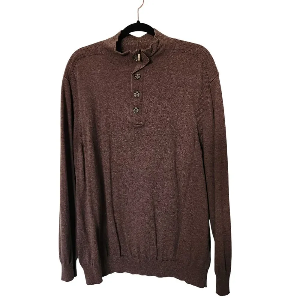 Tassle Elba Mens Long Sleeve Button and Zip Neck Sweater Shirt Size XL